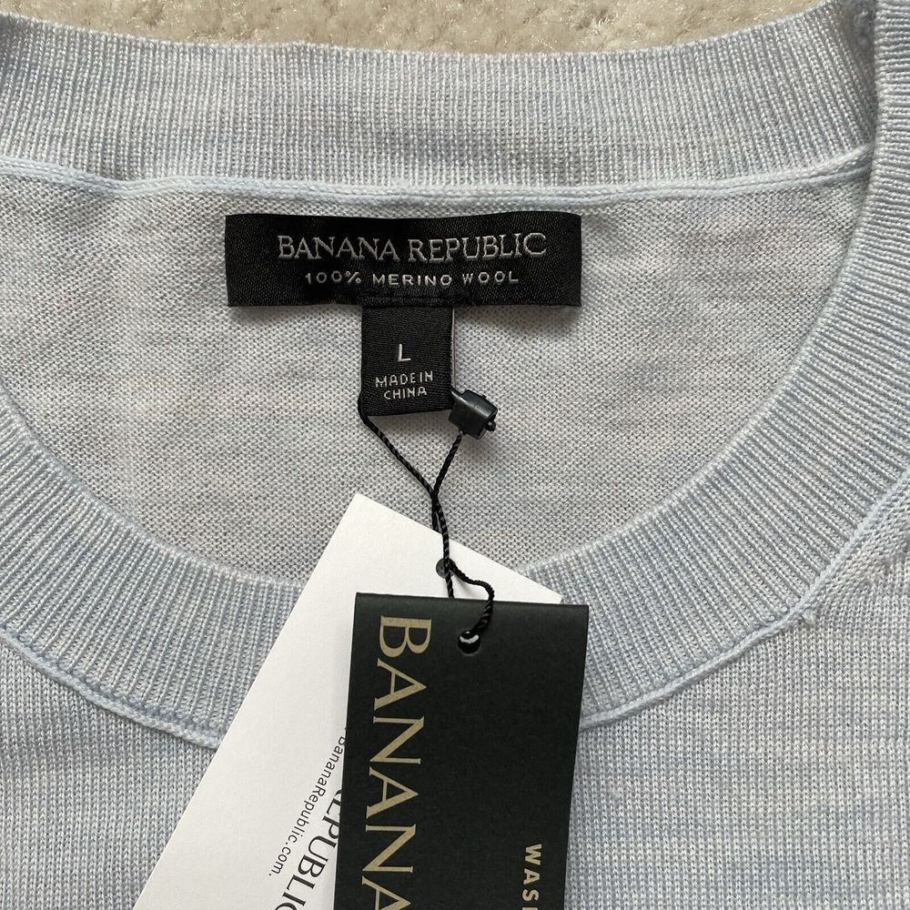 Banana Republic Washable Wool Womens Sweater Cutout Long Sleeve Blue Large NWT - Picture 6 of 8
